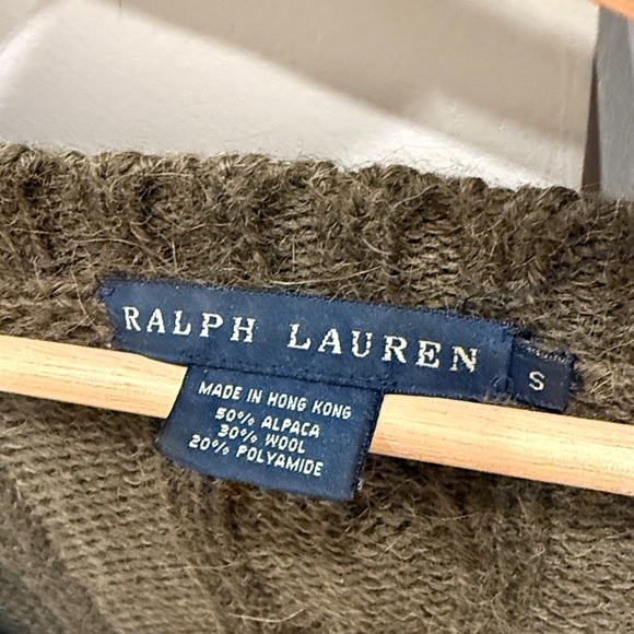 Ralph Lauren Women's V-Neck Sweater in Dark Olive - Picture 2 of 3